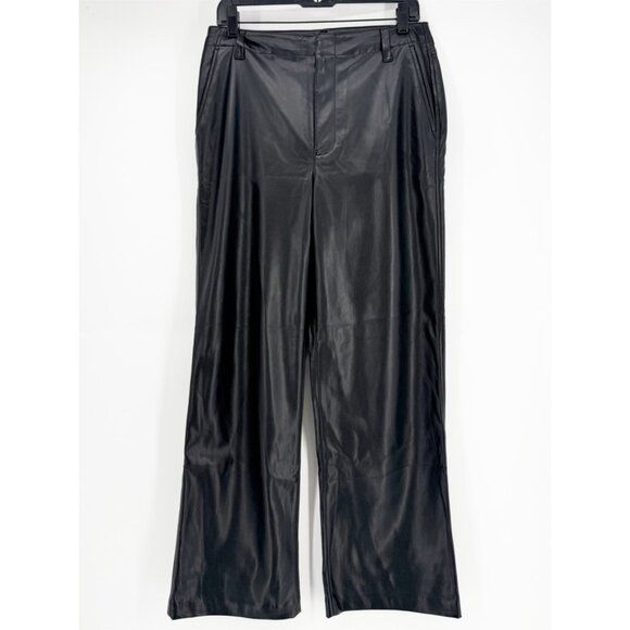 GAP HIGH RISE VEGAN FAUX LEATHER STRAIGHT LEG PANTS BLACK SIZE 6 NWT - Picture 2 of 12